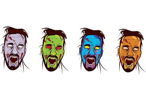 Zombie Face Color Vector - Download Free Vector Art, Stock Graphics & Images