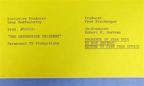 Star Trek The Original Series Episode Shooting Script The Enterprise Incident | #1888409086