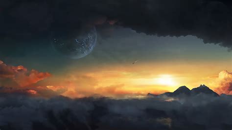 Download Sky Cloud Sunset Planet Sci Fi Landscape HD Wallpaper by Adam ...