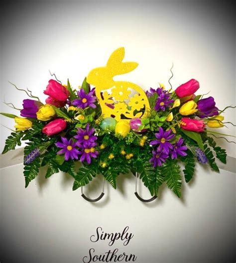 Cemetery Flowers Any Color Headstone Saddle Easter Bunny Arrangement Grave Decorations Tomb ...