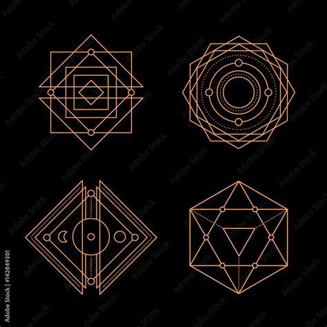 Sacred geometry. Alchemy, religion, philosophy, hipster elements. Geometric shapes. Vector ...