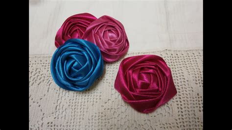 DIY ribbon rose tutorial,How to,fabric flowers,easy - YouTube