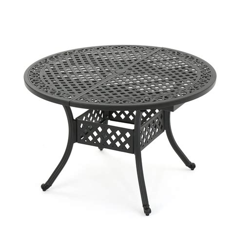 61.25" Black Contemporary Round Expandable Outdoor Patio Dining Table - Walmart.com - Walmart.com