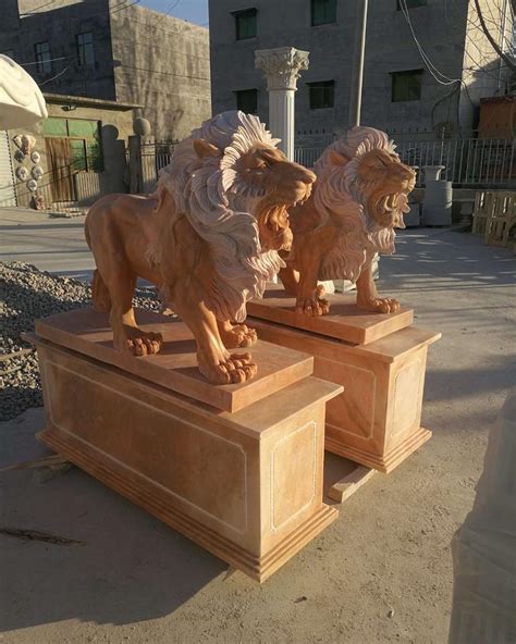 Garden stone lion statues | marble art decor|hand craft statue