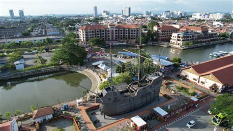 Malacca, Malaysia stock image. Image of fortress, drone - 263283589