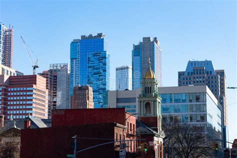 Downtown Brooklyn New York Street and Skyline Scene Stock Photo - Image ...