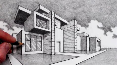 2 point perspective drawing house - Era Sams