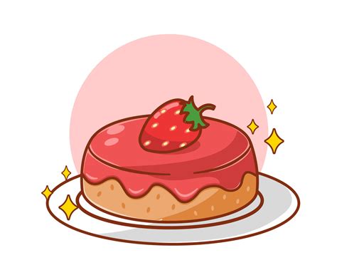 Cute strawberry cake cartoon illustration 14996268 Vector Art at Vecteezy