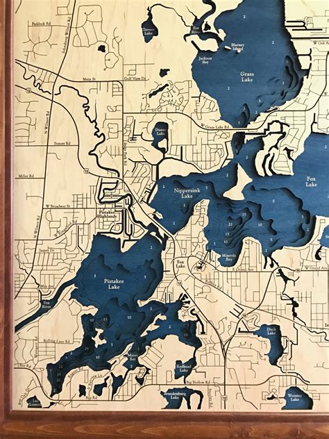 Chain O' Lakes Illinois Custom Wood Map Art 3D Wall | Etsy