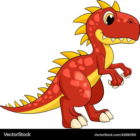 Red dinosaur mascot cartoon t-rex funny Royalty Free Vector