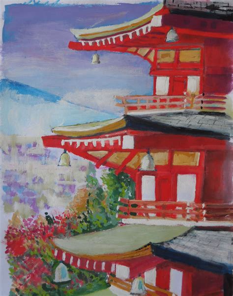 Red Pagoda. Gouache. | South asian art, Asian art, Painting