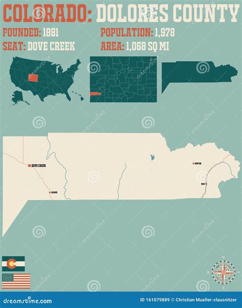 Map of Dolores County in Colorado Stock Vector - Illustration of ...