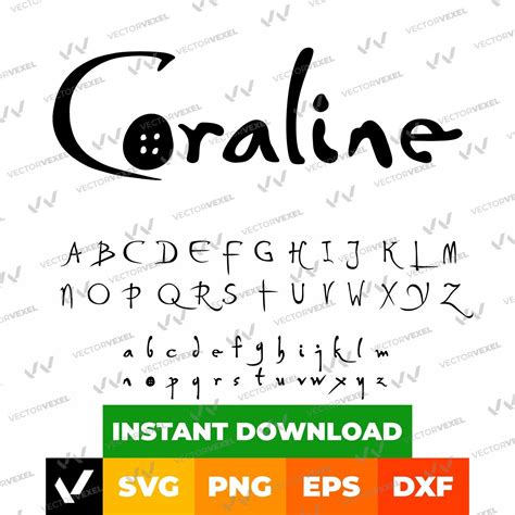 Coraline Font Svg Files, Coraline Alphabet Letters, Coraline Logo, Svg, Dxf, Eps, Png, Clipart ...