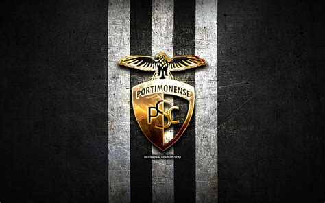 Portimonense FC, golden logo, Primeira Liga, black metal background, football, HD wallpaper | Peakpx