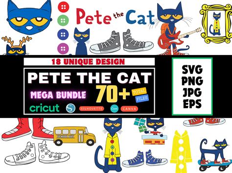 Pete the Cat Svg , Pete the Cat Cricut Vector Bundle , Pete the Cat Characters DIY , Cut File ...