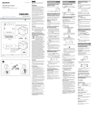 Sony Clock Radio Icf C1pj Manual