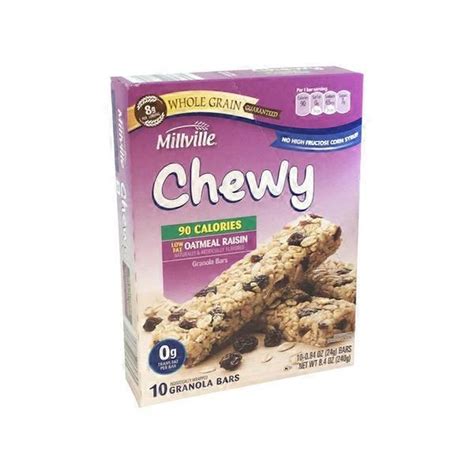 Millville Oatmeal Raisin 90 Calorie Low Fat Chewy Granola Bars (10 ct ...