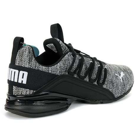 Puma Men's Axelion Black/Grey Knit Running Shoes 19142504 - WOOKI.COM