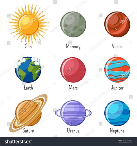 Solar System Planets Sun Names Isolated: Stock-Vektorgrafik (Lizenzfrei ...