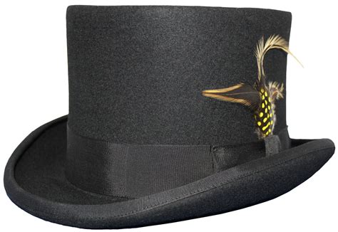 Mens Black 100% Wool 5 1/2" Wedding Event Top Hat With Removable ...