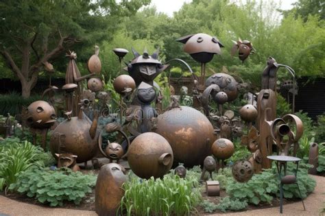 Sculpture Garden with Variety of Whimsical and Playful Sculptures Stock Image - Image of garden ...