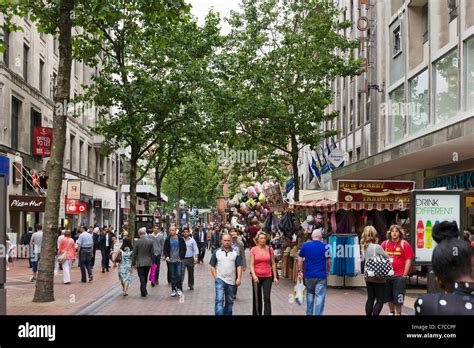 Shops on New Street in the city centre, Birmingham, West Midlands ...