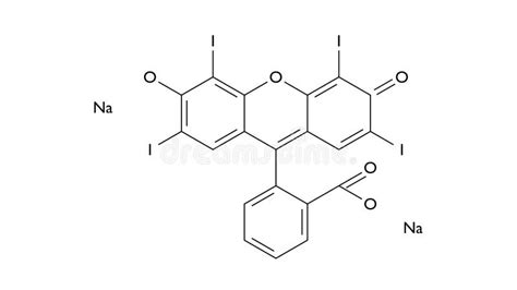 Erythrosine Molecule, Structural Chemical Formula, Ball-and-stick Model ...