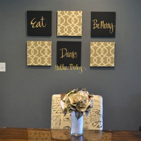 Black and gold Eat Drink Be Merry Chic Wall Art Set