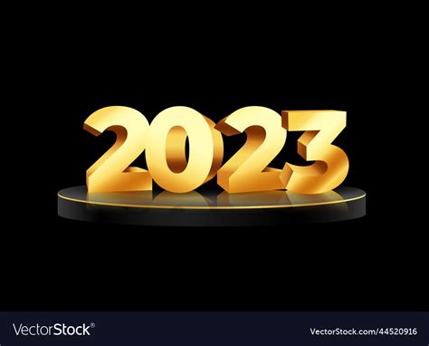 3d golden 2023 text on podium platform for new Vector Image