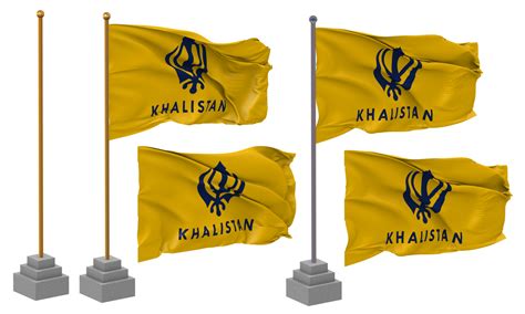 Khalistan Flag Waving Different Style With Stand Pole Isolated, 3D ...