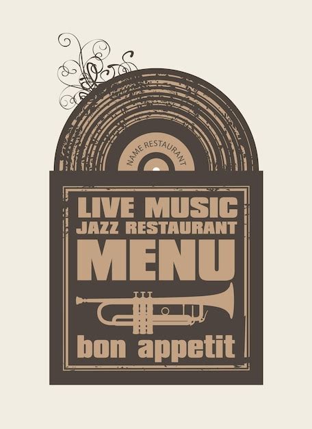 Premium Vector | Menu for the restaurant with live jazz music