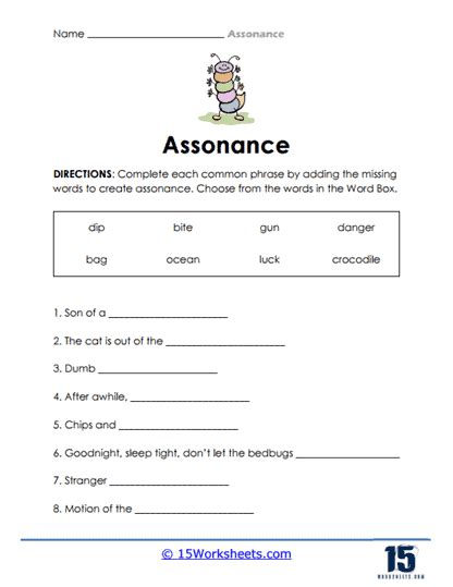 Assonance Worksheets - 15 Worksheets.com