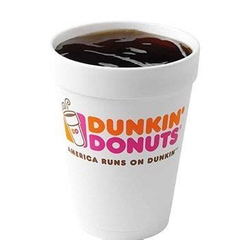 dunkin'donuts coffee cup with american runs on dunkin's logo