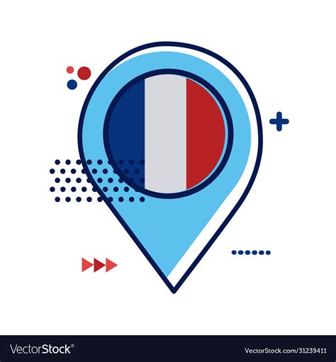 Pin location with france flag flat style Vector Image