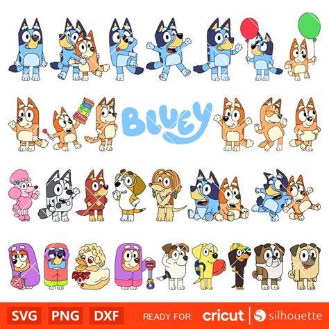 Bluey Characters Bundle Svg, Birthday Invitation Svg, Bluey the Dog Svg ...