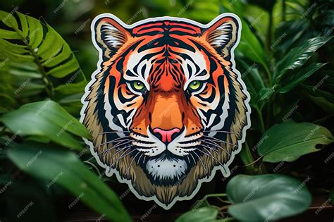 Premium AI Image | tiger face illustration sticker generative ai