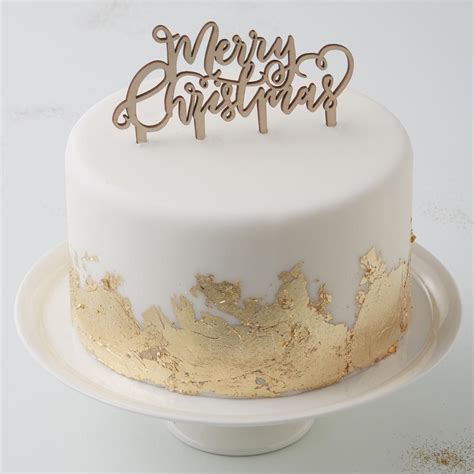 Wooden Merry Christmas Cake Topper by Favour Lane