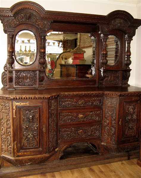 Victorian Gothic Carved Sideboard Buffet Cabinet - Antiques Atlas