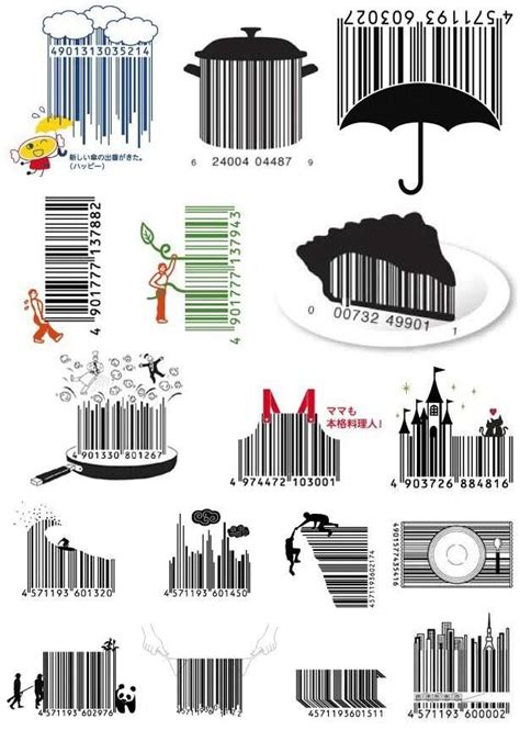 the barcodes are designed to look like they have an umbrella on top of them