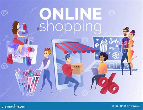 People Shopping Online Cartoon Vector Concept Stock Vector - Illustration of business, male ...