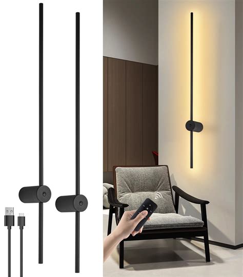 LED Wall Sconce Set of Two, USB Rechargeable Battery Operated Wall ...