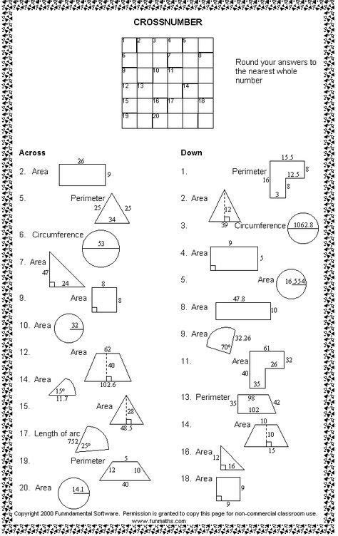 Free Maths Worksheets Ks3 Area And Perimeter - Brian Harrington's Addition Worksheets