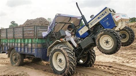 swaraj 744 fe tractor trolley competition video | all tractors | swaraj tractor power - YouTube