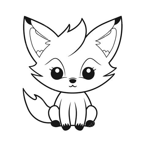 Small Fox Cartoon Poodle Drawing Template Outline Sketch Vector, Cute ...