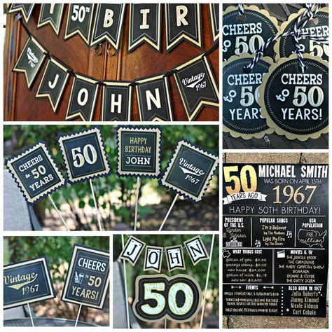 50TH BIRTHDAY PARTY Banner Happy Birthday 50th Party Banner - Etsy