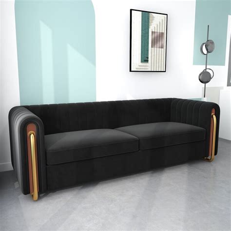 Everly Quinn 83.86'' Velvet Tuxedo Arm Sofa | Wayfair