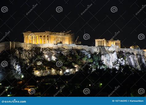 Acropolis by Night stock image. Image of cityscape, night - 107146595