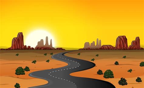 A desert road background 299277 Vector Art at Vecteezy