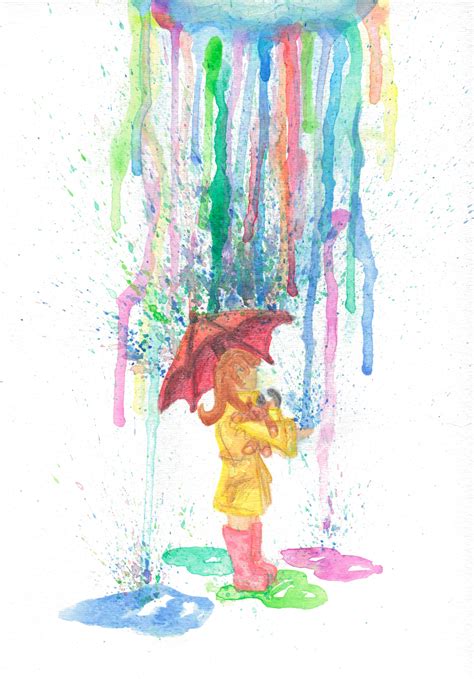 Watercolor Rain Umbrella at PaintingValley.com | Explore collection of Watercolor Rain Umbrella