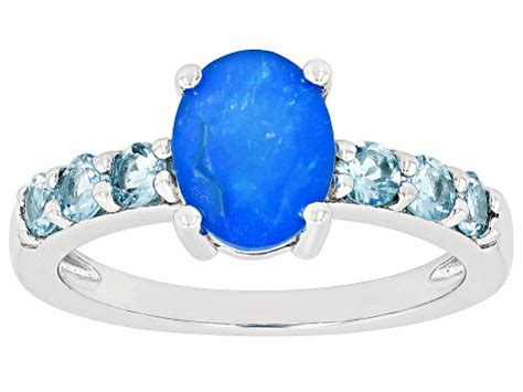 Paraiba Blue Opal Rhodium Over Sterling Silver Ring 1.41ctw - CTB883 | JTV.com